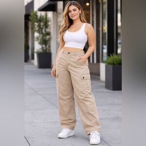 Dockers Women’s Cargo Pants Size 16 Khaki Beige Cotton Relaxed Fit